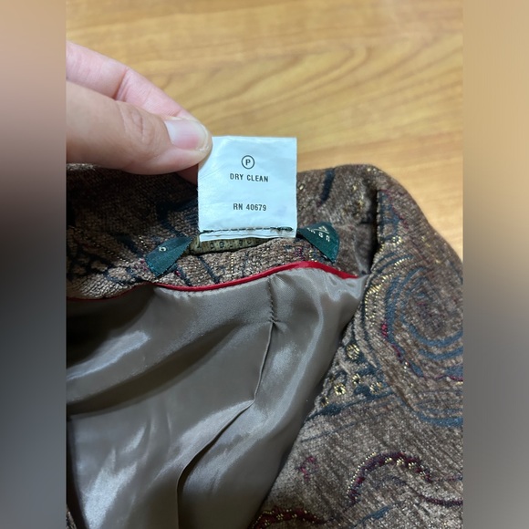 Harve Bernard Open Tapestry Brown Textured Jacket Blazer Size 14 - Picture 9 of 9